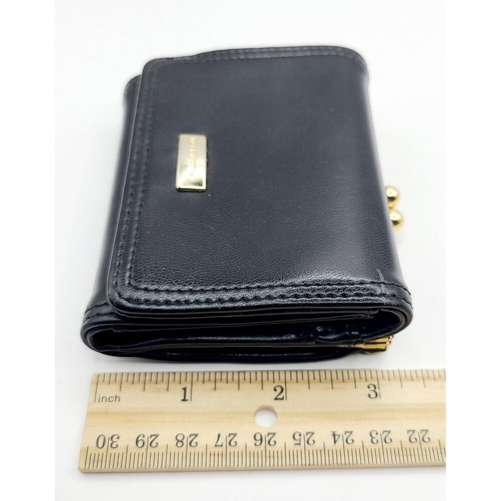 Liz Claiborne Wallet Black Women's Small Fold Out Faux Leather Kiss Lock - Picture 10 of 10